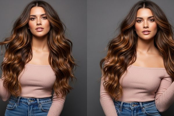 Shine Bright with Long Wavy Brown Hair with Highlights ✨ long wavy brown hair with highlights