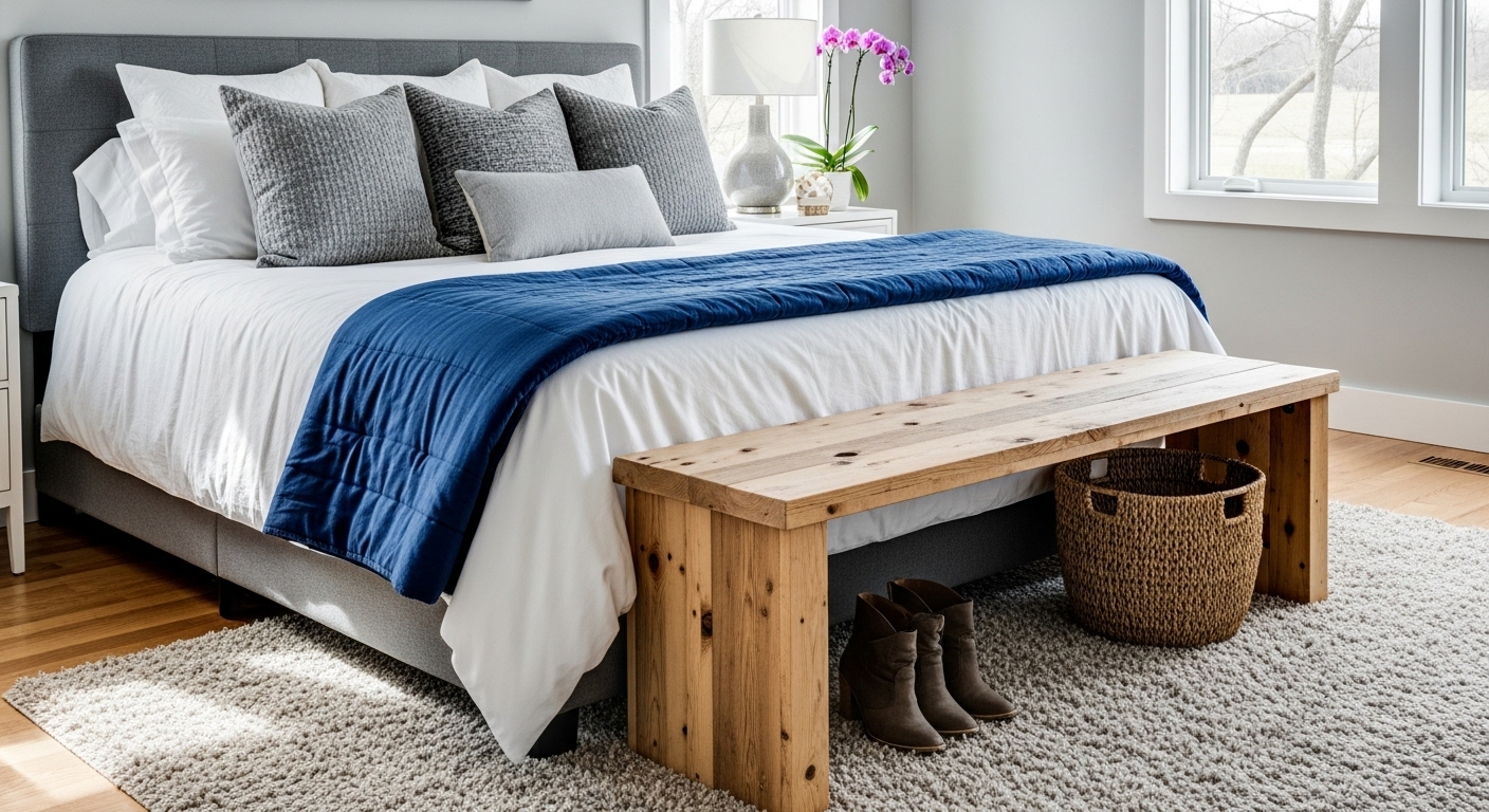 bed bench bedroom