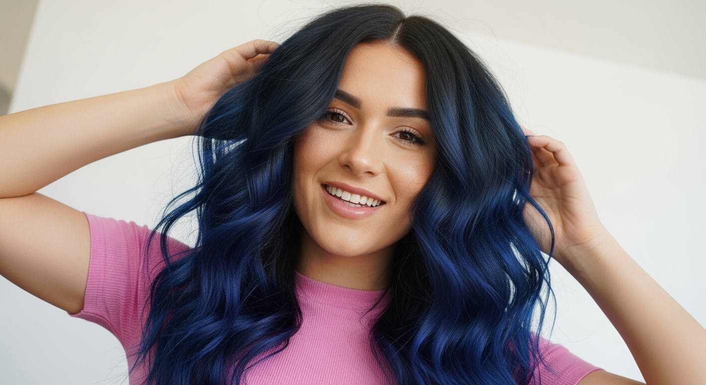 hair dark blue